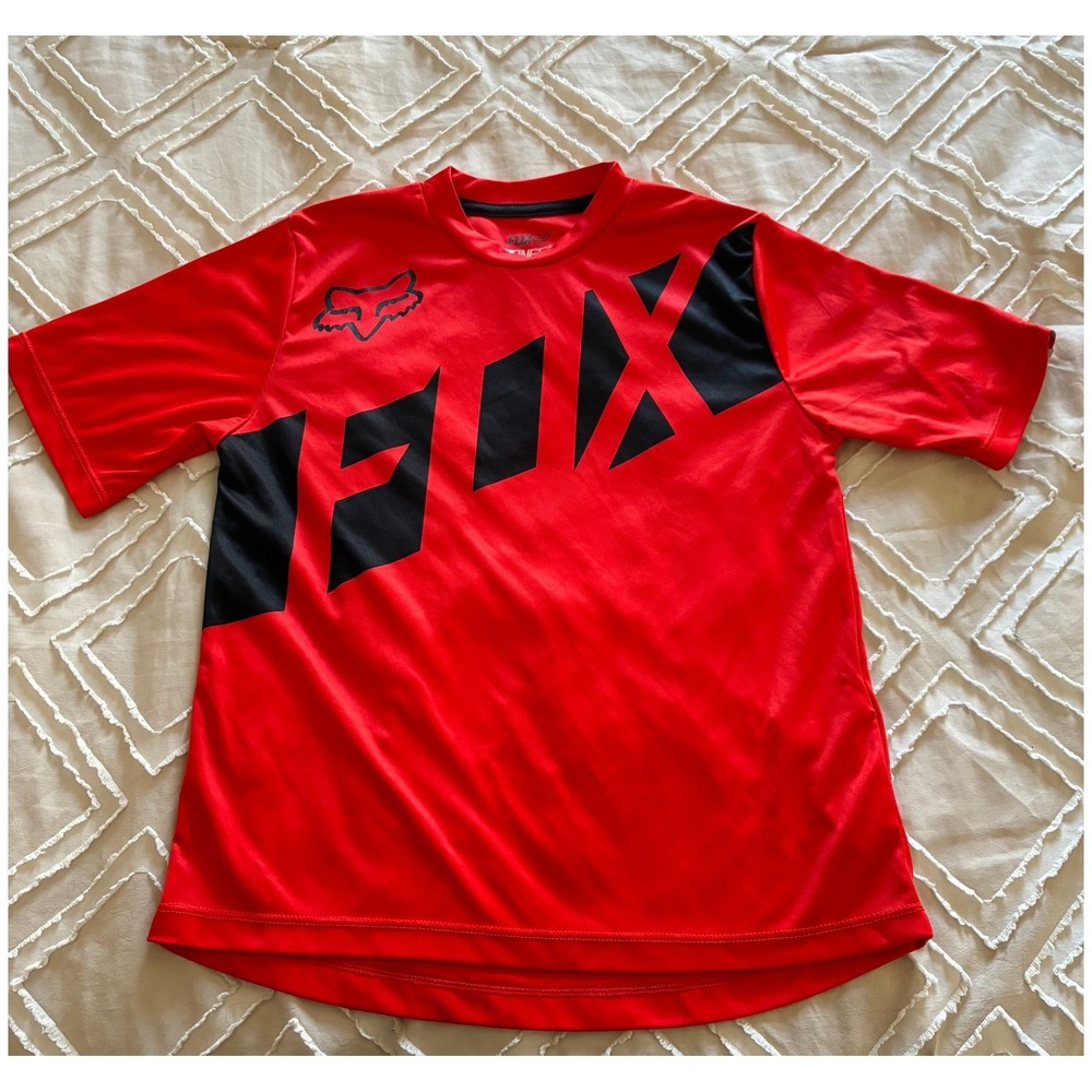 Fox Racing Ranger TruDri Boys Youth Medium Red Black MTB Jersey Bike Shirt YM